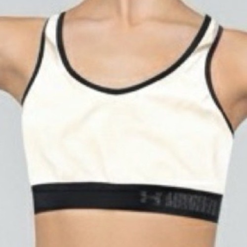 Under‎ Armour sports bra tank crop top dance fits M/L black and white